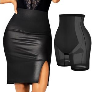 Popilush Faux Leather Midi Skirt